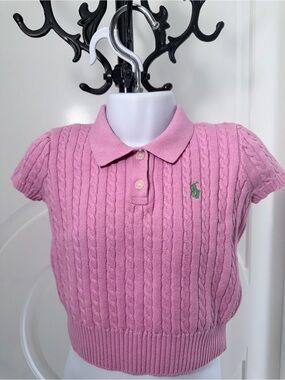 Polo by Ralph Lauren Cable-Knit Polo Short Sleeve Sweater Girls Size 4